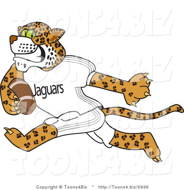 Vector Illustration of a Cartoon Jaguar Mascot Playing Football