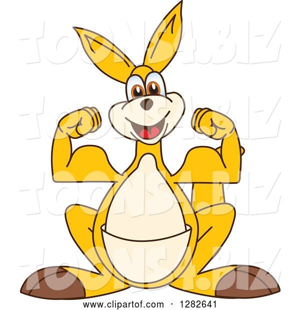 Vector Illustration of a Cartoon Kangaroo Mascot Flexing