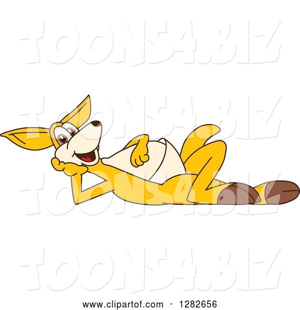 Vector Illustration of a Cartoon Kangaroo Mascot Resting on His Side