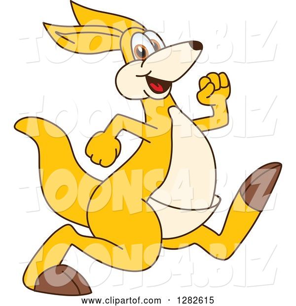 Vector Illustration of a Cartoon Kangaroo Mascot Running or Speed Walking