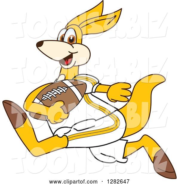 Vector Illustration of a Cartoon Kangaroo Mascot Running with an American Football