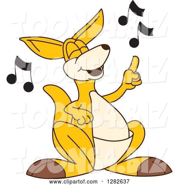 Vector Illustration of a Cartoon Kangaroo Mascot Singing on Chorus