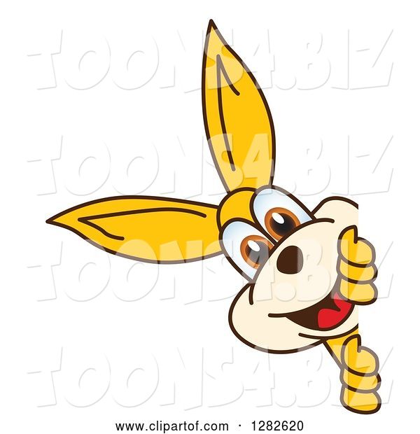 Vector Illustration of a Cartoon Kangaroo Mascot Smiling Around a Sign