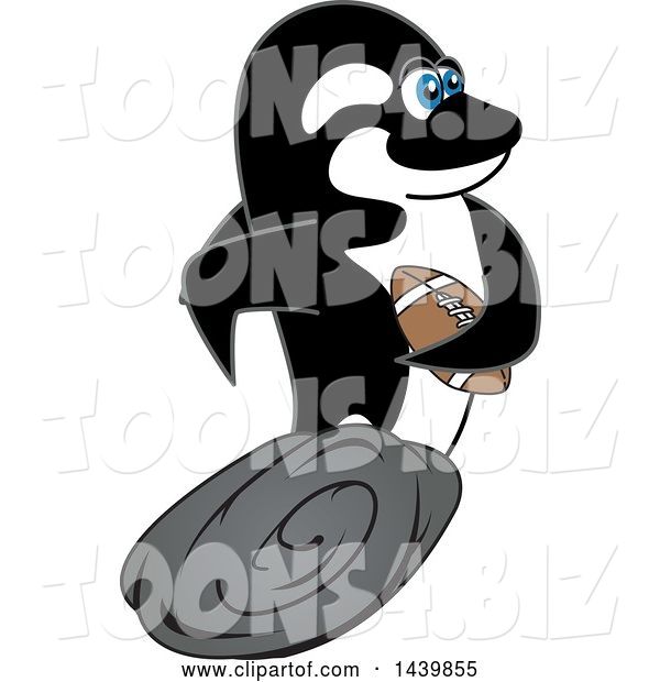 Vector Illustration of a Cartoon Killer Whale Orca Mascot Playing Football