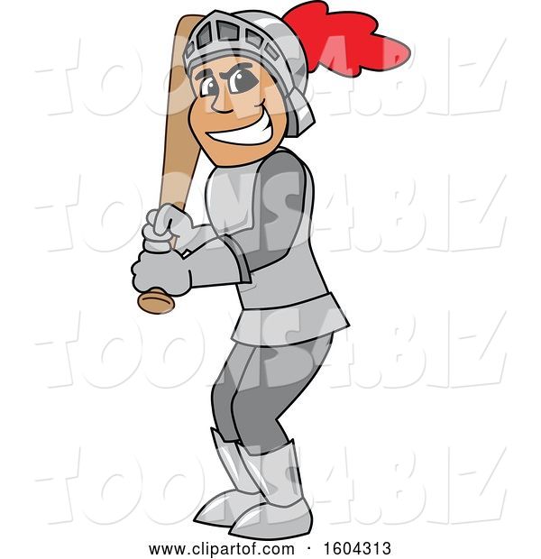 Vector Illustration of a Cartoon Knight Mascot Holding a Baseball Bat
