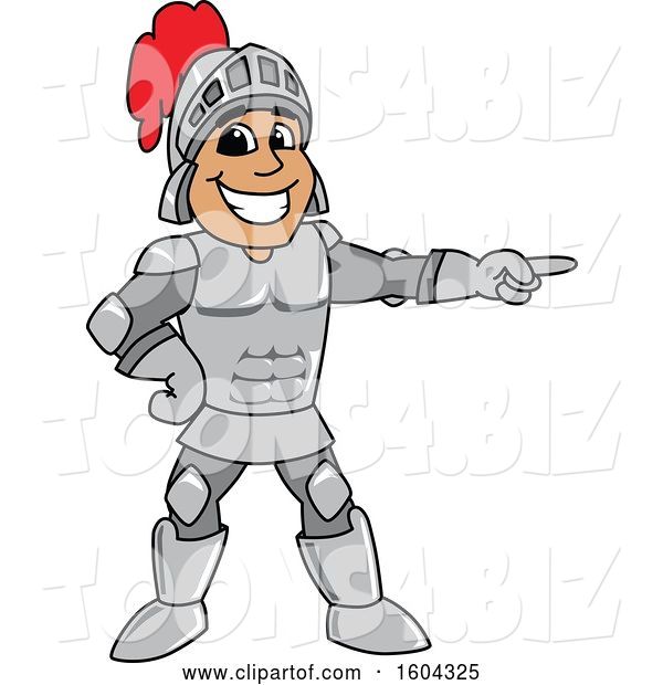 Vector Illustration of a Cartoon Knight Mascot Pointing