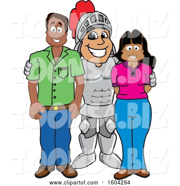 Vector Illustration of a Cartoon Knight Mascot with Parents