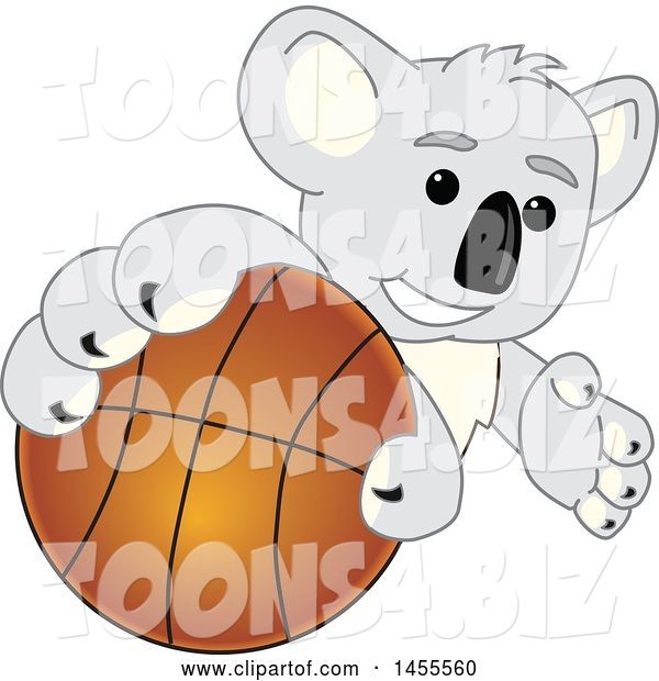 Vector Illustration of a Cartoon Koala Bear Mascot Grabbing a Basketball