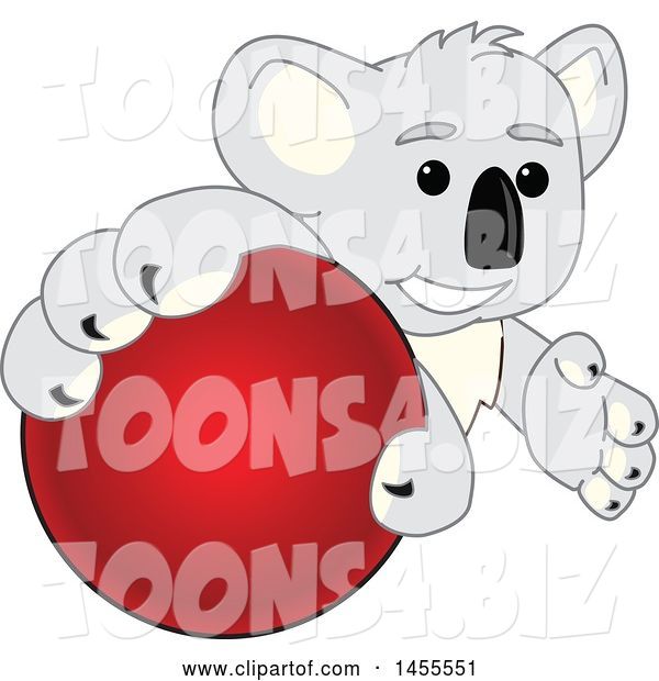 Vector Illustration of a Cartoon Koala Bear Mascot Grabbing a Red Ball