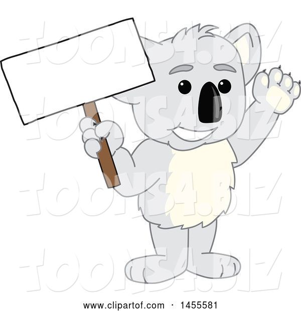 Vector Illustration of a Cartoon Koala Bear Mascot Holding a Blank Sign