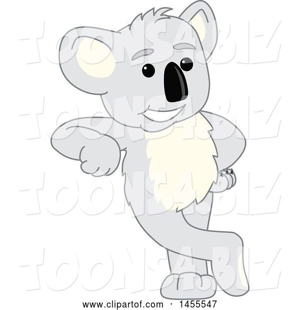 Vector Illustration of a Cartoon Koala Bear Mascot Leaning
