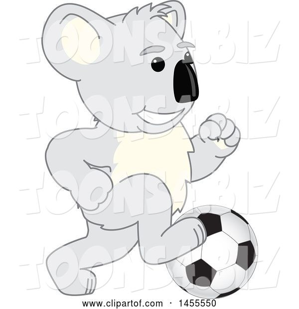 Vector Illustration of a Cartoon Koala Bear Mascot Playing Soccer