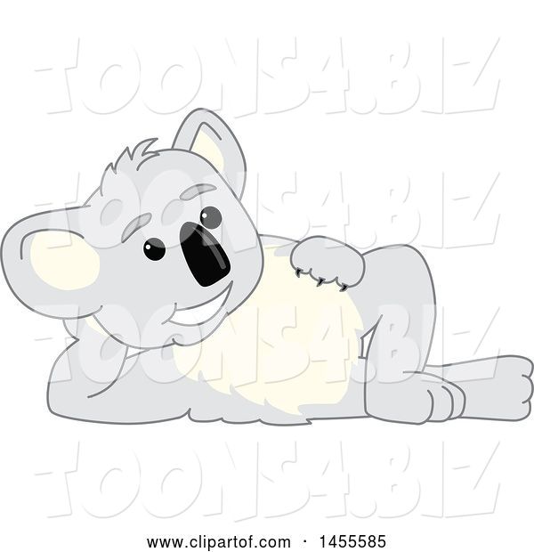 Vector Illustration of a Cartoon Koala Bear Mascot Resting on His Side