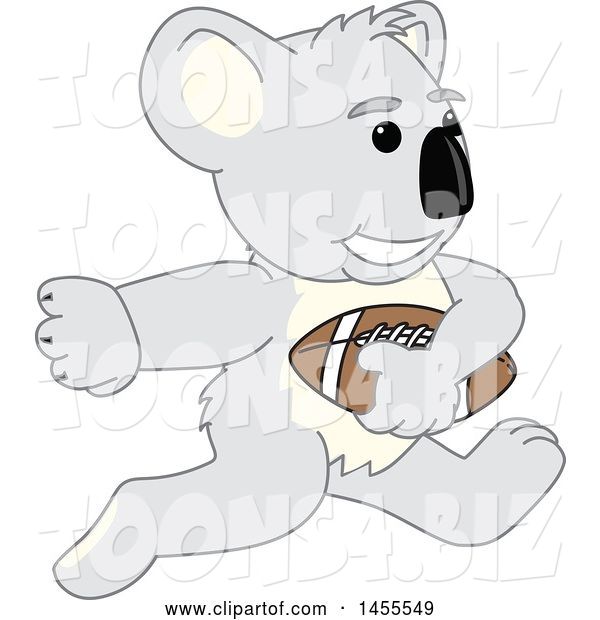 Vector Illustration of a Cartoon Koala Bear Mascot Running with a Football