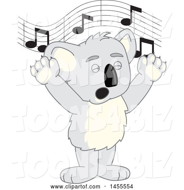 Vector Illustration of a Cartoon Koala Bear Mascot Singing