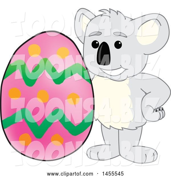 Vector Illustration of a Cartoon Koala Bear Mascot with an Easter Egg