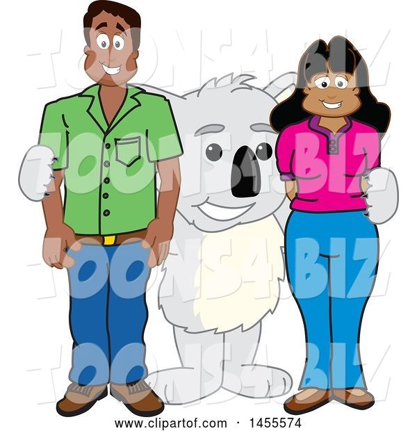 Vector Illustration of a Cartoon Koala Bear Mascot with Parents