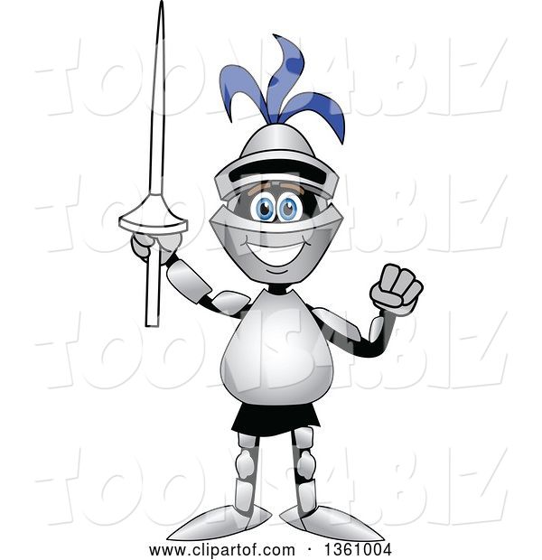 Vector Illustration of a Cartoon Lancer Mascot Cheering with a Lance