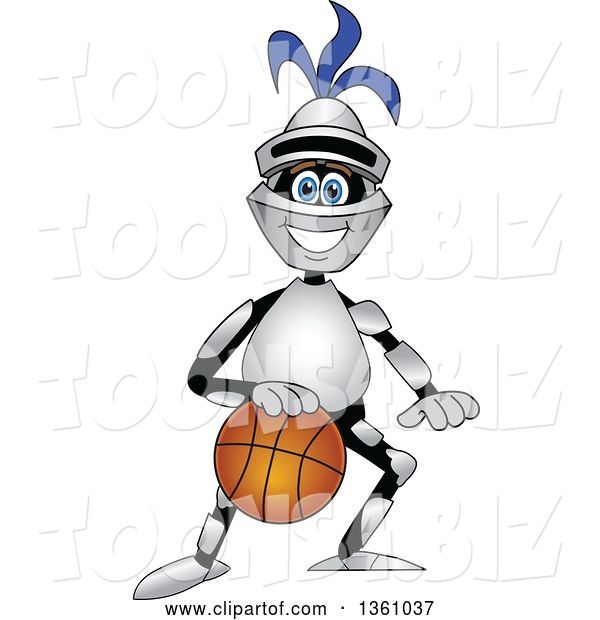 Vector Illustration of a Cartoon Lancer Mascot Dribbling a Basketball