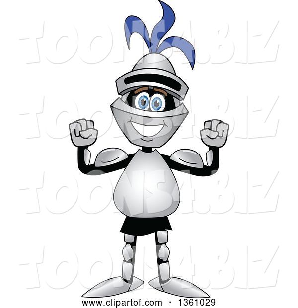 Vector Illustration of a Cartoon Lancer Mascot Flexing His Muscles