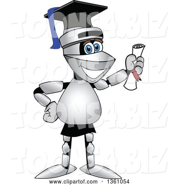 Vector Illustration of a Cartoon Lancer Mascot Graduate Holding a Diploma
