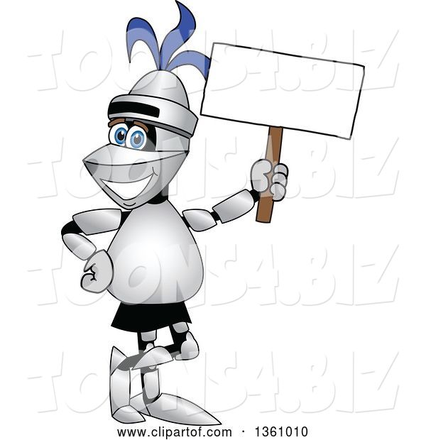 Vector Illustration of a Cartoon Lancer Mascot Holding a Blank Sign
