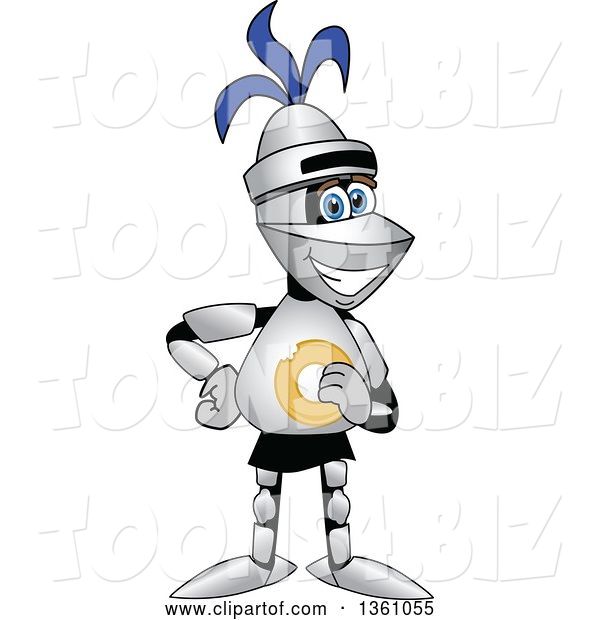 Vector Illustration of a Cartoon Lancer Mascot Holding a Donut