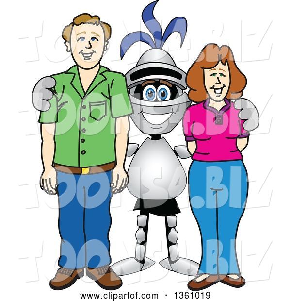 Vector Illustration of a Cartoon Lancer Mascot Posing with Parents