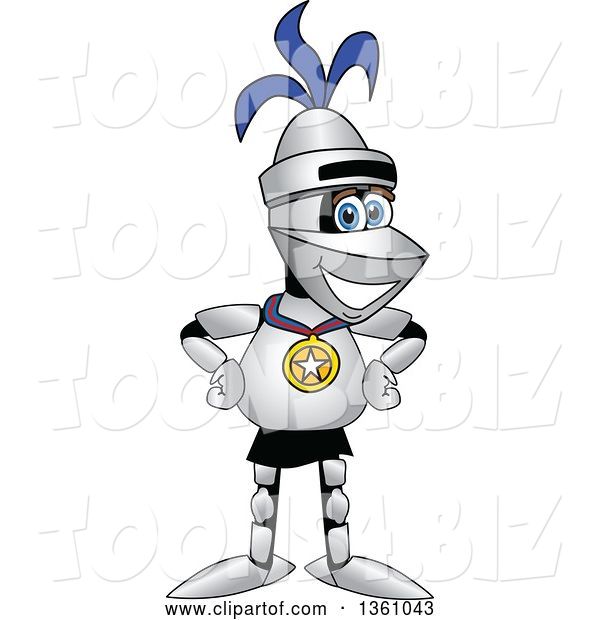 Vector Illustration of a Cartoon Lancer Mascot Proudly Wearing a Sports Medal