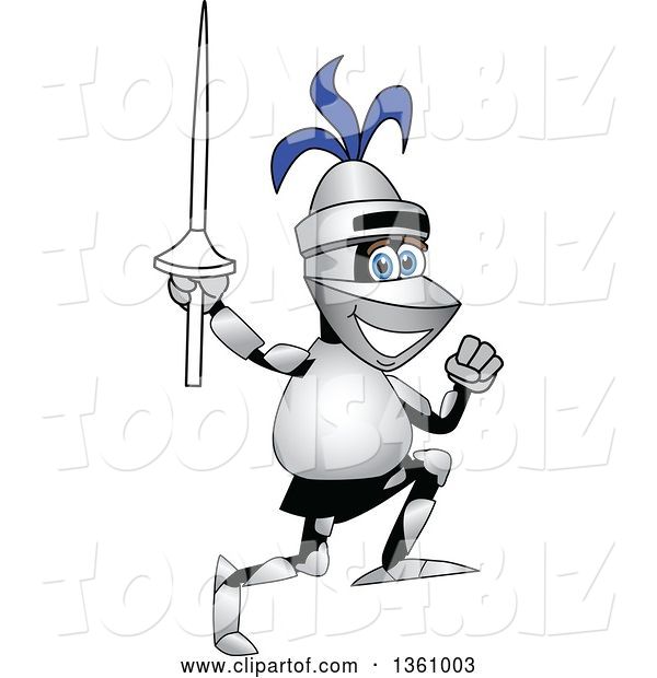 Vector Illustration of a Cartoon Lancer Mascot Running with a Lance