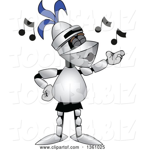 Vector Illustration of a Cartoon Lancer Mascot Singing