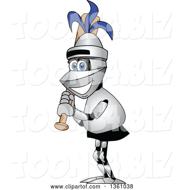 Vector Illustration of a Cartoon Lancer Mascot Standing with a Baseball Bat