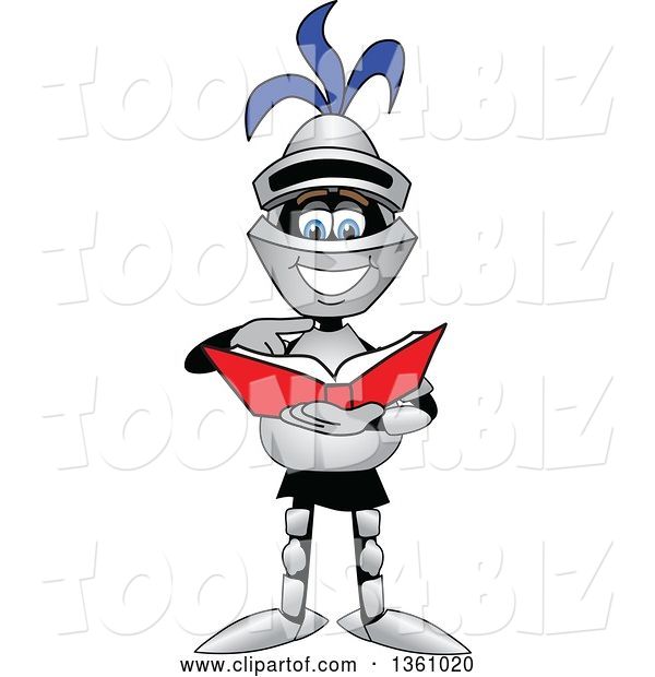 Vector Illustration of a Cartoon Lancer Mascot Student Reading a Book