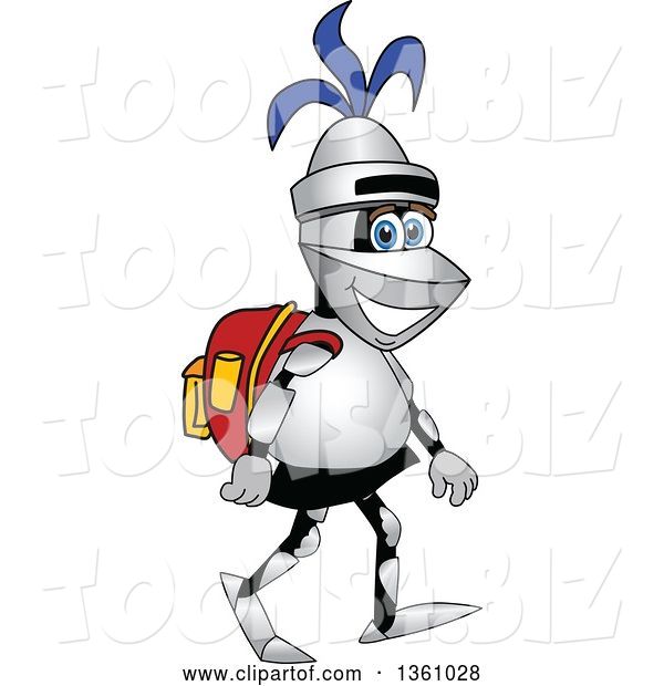 Vector Illustration of a Cartoon Lancer Mascot Student Walking with a Backpack