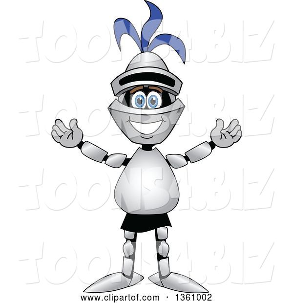 Vector Illustration of a Cartoon Lancer Mascot Welcoming