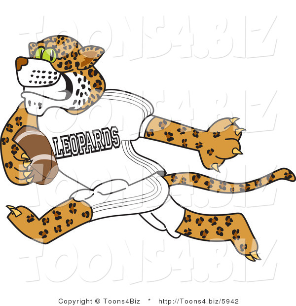 Vector Illustration of a Cartoon Leopard Mascot Playing Football