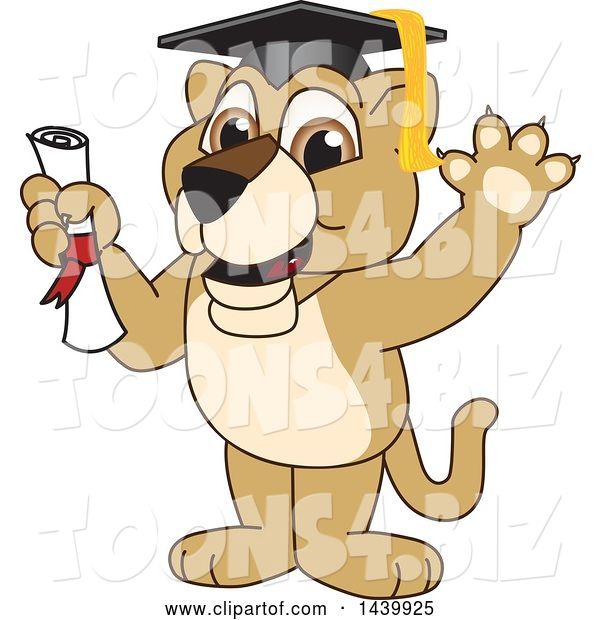 Vector Illustration of a Cartoon Lion Cub School Mascot Graduate