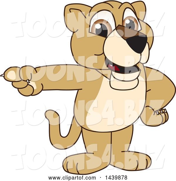 Vector Illustration of a Cartoon Lion Cub School Mascot Pointing