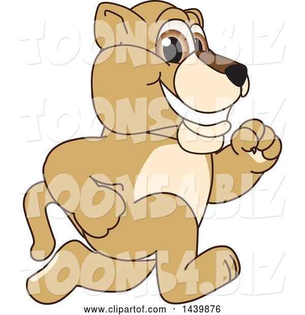 Vector Illustration of a Cartoon Lion Cub School Mascot Running