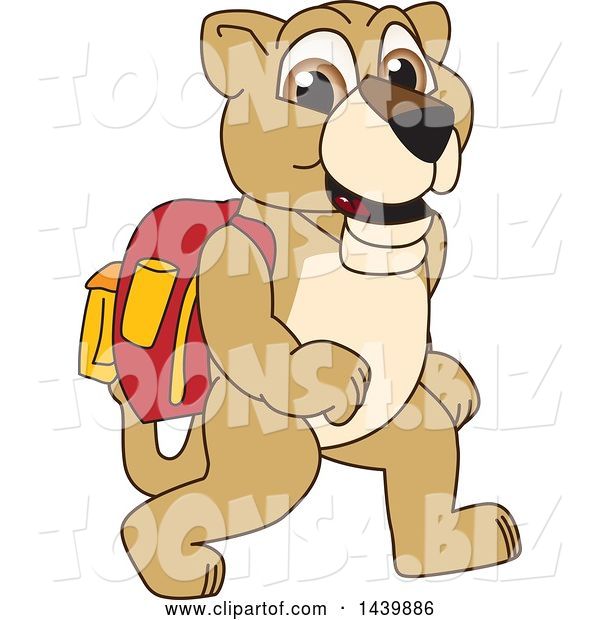 Vector Illustration of a Cartoon Lion Cub School Mascot Wearing a Backpack