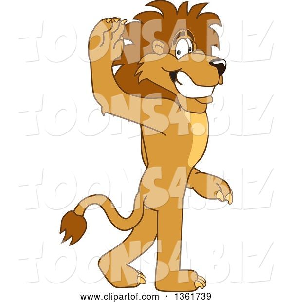 Vector Illustration of a Cartoon Lion Mascot Gesturing for You to Follow, Symbolizing Leadership