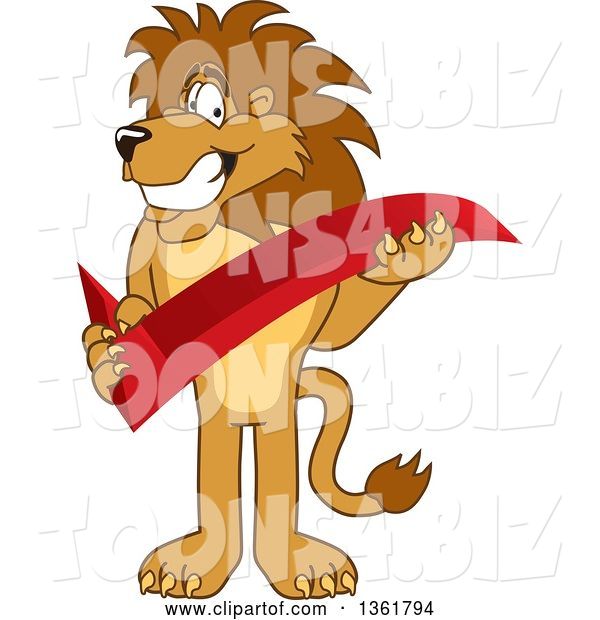 Vector Illustration of a Cartoon Lion Mascot Holding a Check Mark, Symbolizing Acceptance