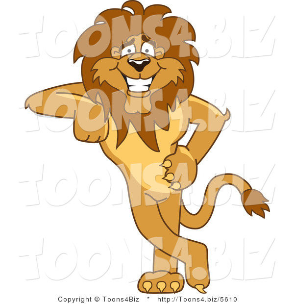 Vector Illustration of a Cartoon Lion Mascot Leaning