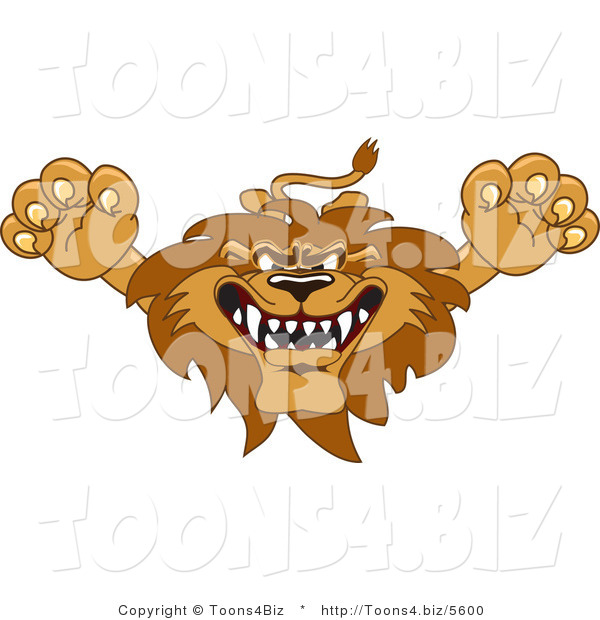 Vector Illustration of a Cartoon Lion Mascot Lunging Forward