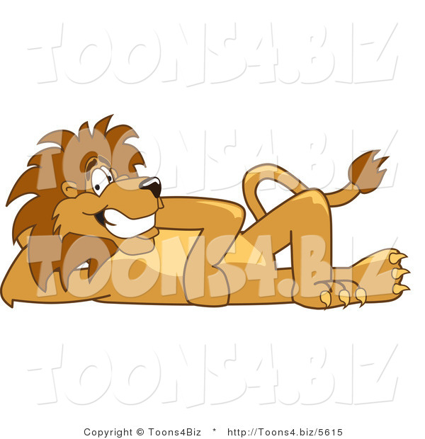 Vector Illustration of a Cartoon Lion Mascot Resting