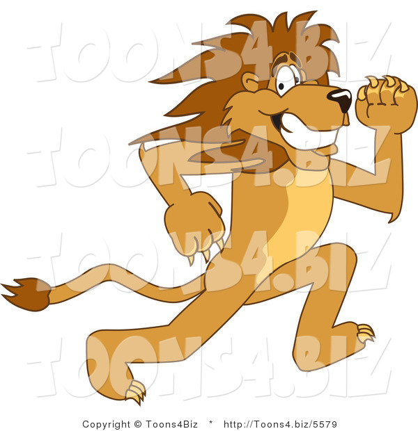 Vector Illustration of a Cartoon Lion Mascot Running