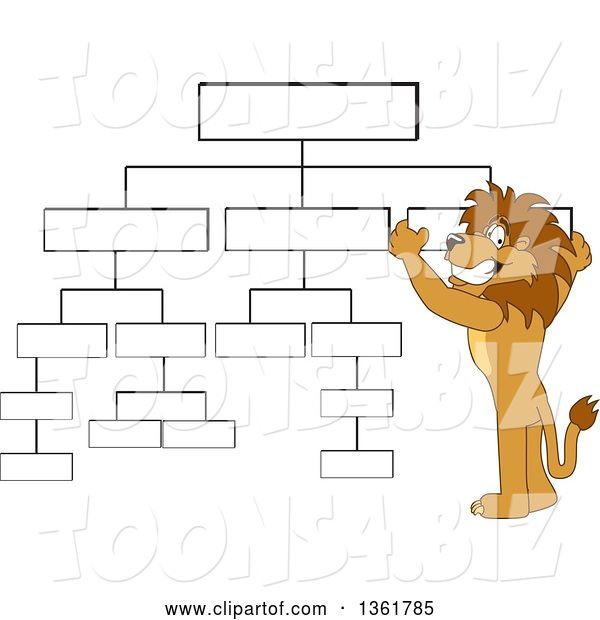 Vector Illustration of a Cartoon Lion Mascot Setting up a Chart, Symbolizing Organization