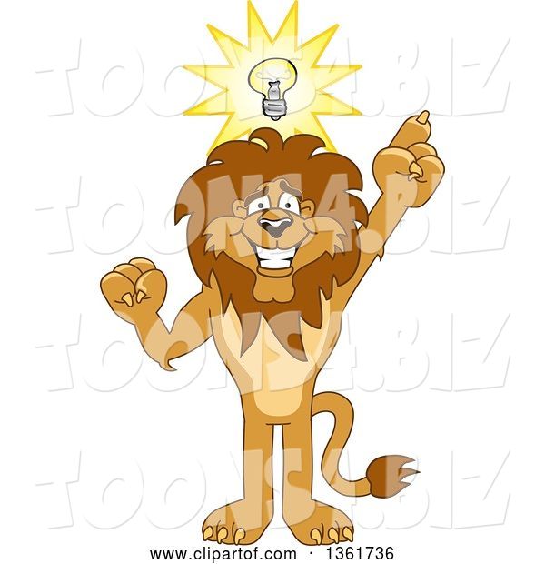 Vector Illustration of a Cartoon Lion Mascot with an Idea, Symbolizing Being Resourceful