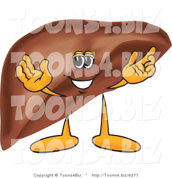Vector Illustration of a Cartoon Liver Mascot Character