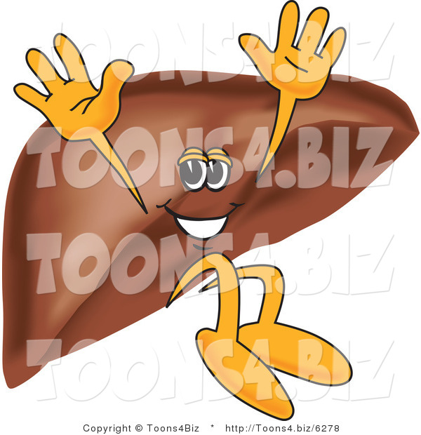 Vector Illustration of a Cartoon Liver Mascot Jumping